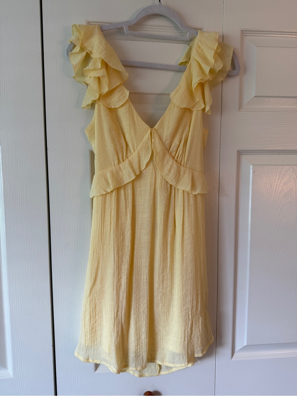 Francesca's Collections Pale Yellow Ruffle Mini Dress
